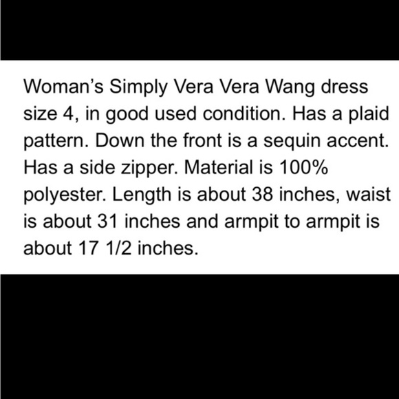 NWT - simply Vera Vera wang dress. See size chart last picture - Picture 12 of 12